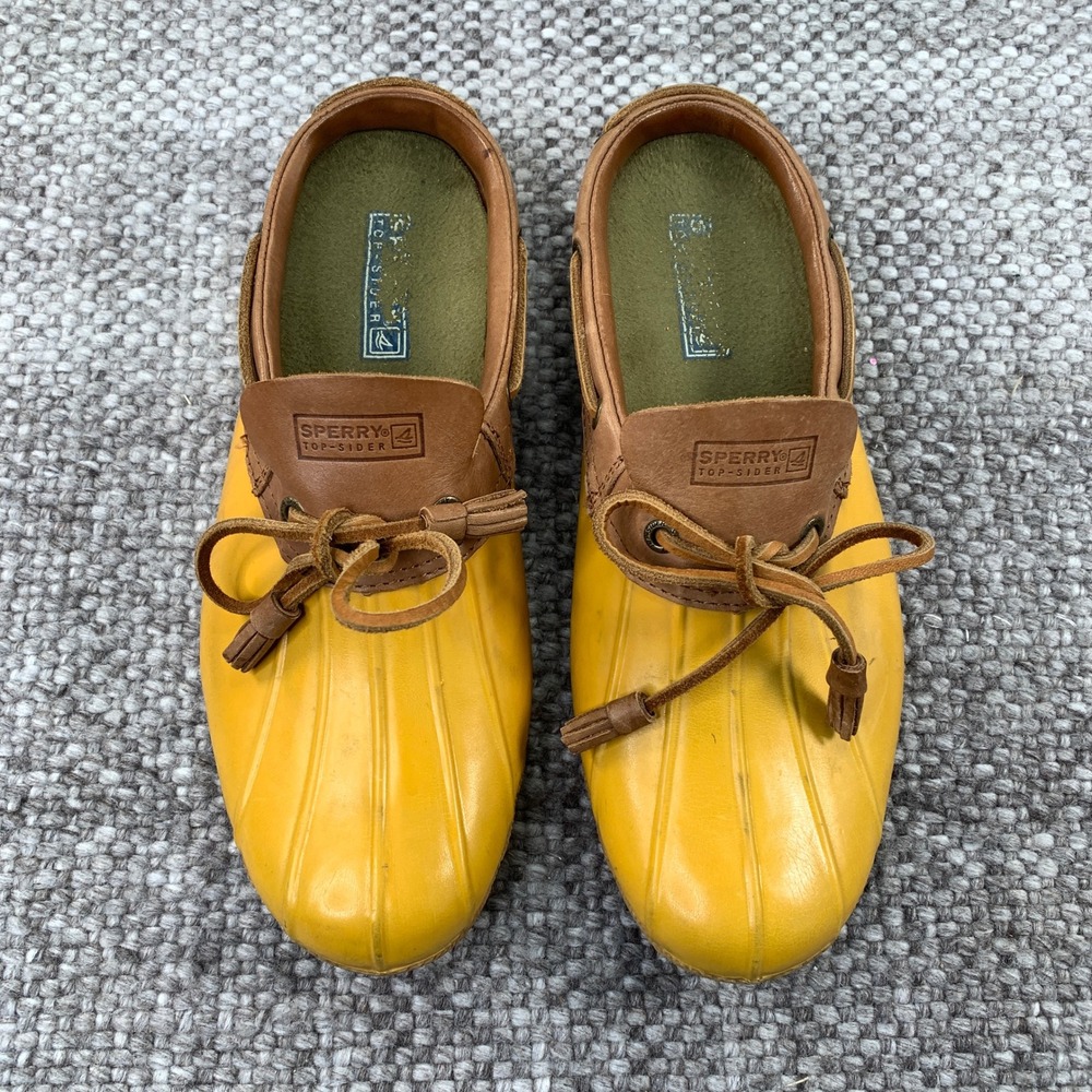 Sperry Top-Sider Duck Shoes Womens 10 Yellow Brown Leather Trim 9045261